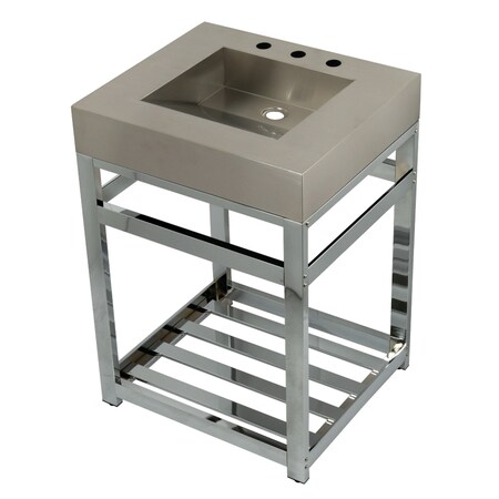 Fauceture KVSP2522A1 25" Stainless Steel Sink W/ Steel Console Sink Base, Chrome KVSP2522A1